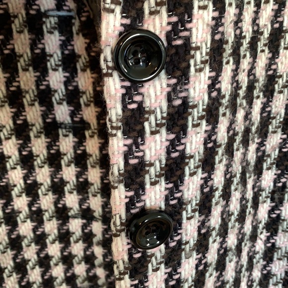 SOLD! Lovely houndstooth overcoat dress coat wool blend tweed black white pink 4 - Picture 4 of 15